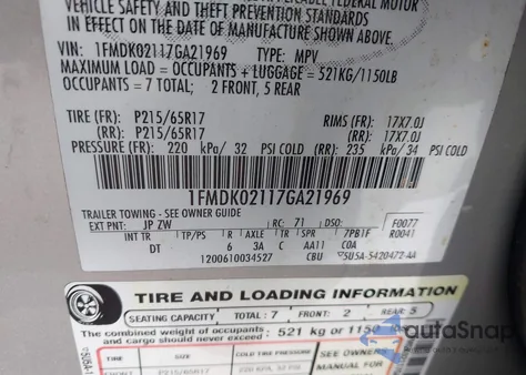 2007 Ford Freestyle Sel z USA, uszkodzony, nr VIN 1FMDK02117GA21969